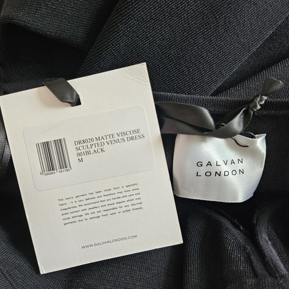 New Galvan London Sculpted Venus Black Midi Cocktail Dress NWT Medium - Picture 9 of 11